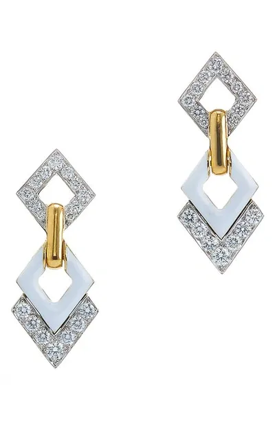 David Webb Motif Diamond Drop Earrings In Yellow Gold