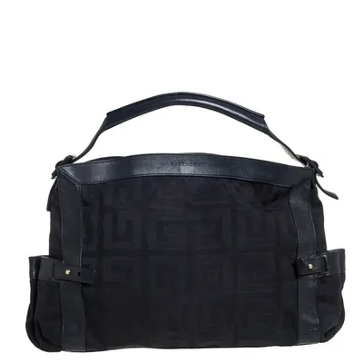 Pre-owned Givenchy Black Signature Canvas And Leather Satchel