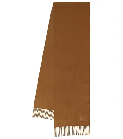 Max Mara Womens Cuoio Wsdalia Brand-embroidered Cashmere Scarf 1 Size In Brown