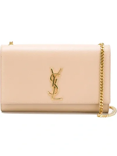 Saint Laurent Medium Monogram Leather Shoulder Bag In Beige