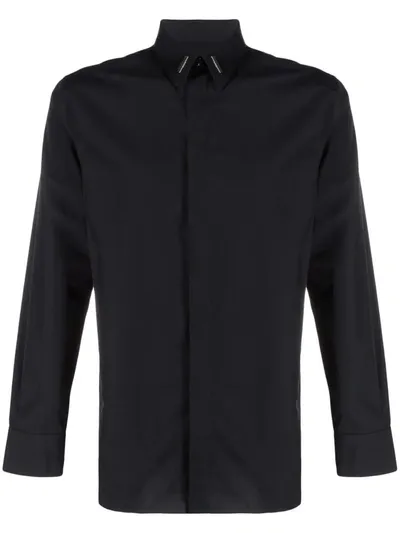 Givenchy Man Black Poplin Shirt With Metal Details