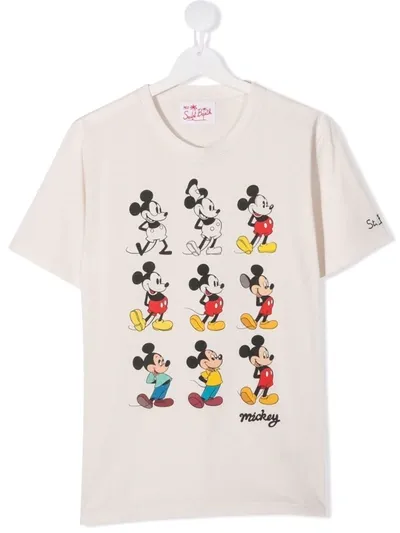 Mc2 Saint Barth Teen Mickey Mouse-motif Cotton T-shirt In Nude