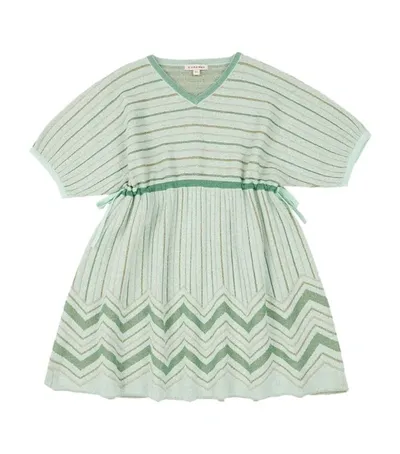 Caramel Kids' Jellyfish Striped Cotton-blend Dress In Green