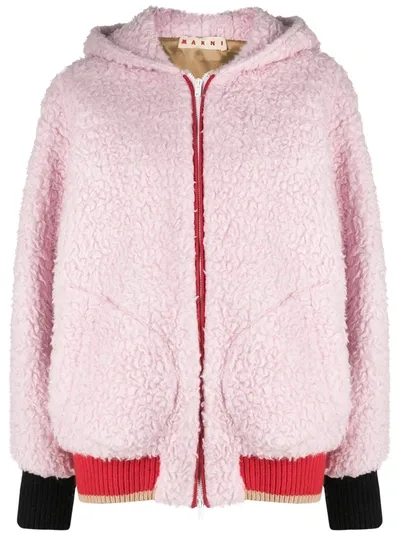 Marni Faux-shearling Hooded Jacket In Pink