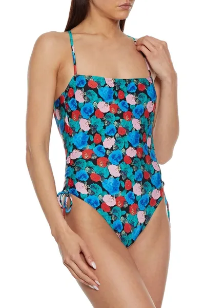 Vix Paula Hermanny Bella Tina Ruched Floral-print Swimsuit In Multicolor