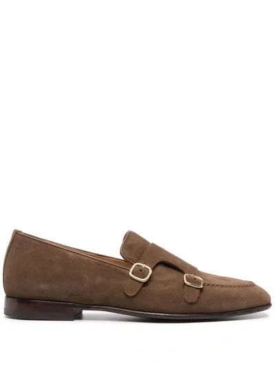 Scarosso Ernesto Monk Shoes In Tobacco - Suede