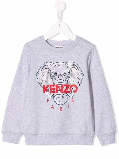 Kenzo Kids' Elephant-print Sweatshirt In Grey