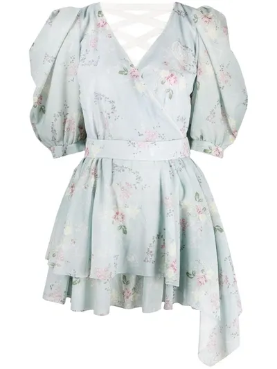 Ulyana Sergeenko Tie-fastening Floral Print Dress In Grün