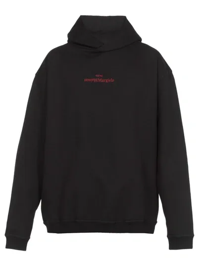 Maison Margiela Hoodie With Embroidered Reverse Logo In Black