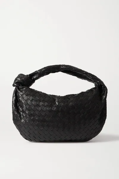 Bottega Veneta Jodie Small Knotted Intrecciato Leather Tote In Black