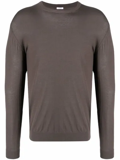 Malo Crew-neck Fitted Jumper In Brown