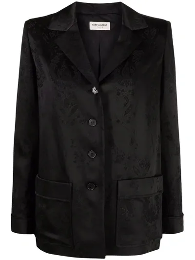 Saint Laurent Baroque Jacquard Pajama Shirt Jacket In Black