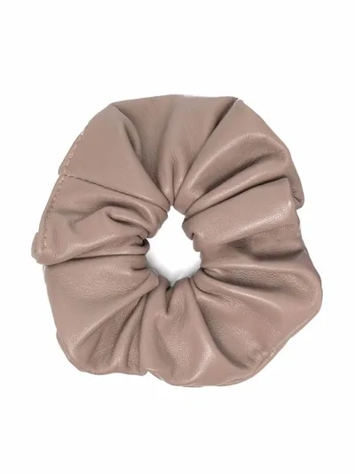 Manokhi Leather Scrunchie Hairband In Nude