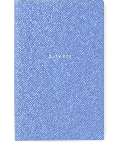 Smythson Panama Notebook In Nile Blue