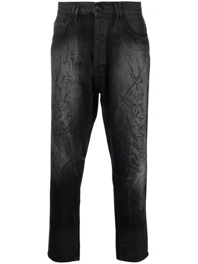 Philipp Plein Carrot-fit Denim Jeans In Black