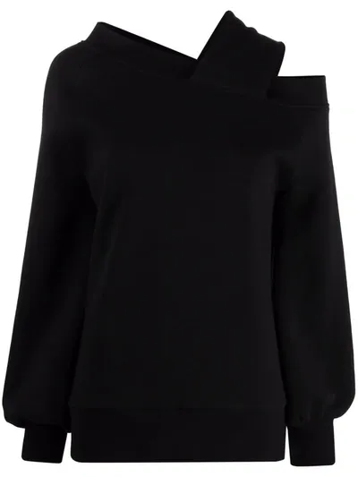 Atu Body Couture X Ioana Ciolacu Balloon-sleeve Off-shoulder Sweatshirt In Schwarz