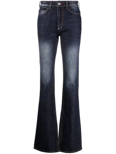 Philipp Plein High-waisted Flared Jeans In Blue