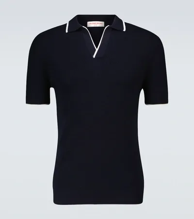 Orlebar Brown Horton Tipped-collar Merino-wool Polo Shirt In Night Iris