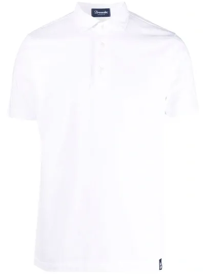 Drumohr Short-sleeved Cotton Polo Shirt In White