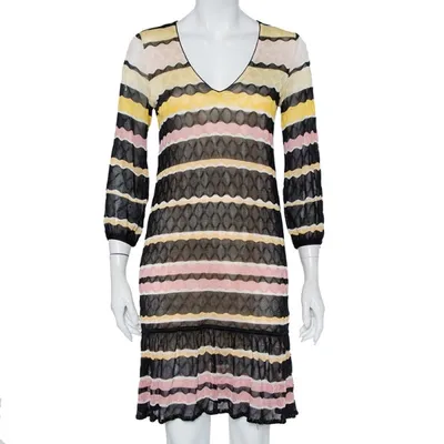 Pre-owned Missoni Striped Knit Dress S In Multicolor