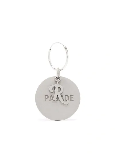 Raf Simons Parade Circular Charm Single Earring In Silver