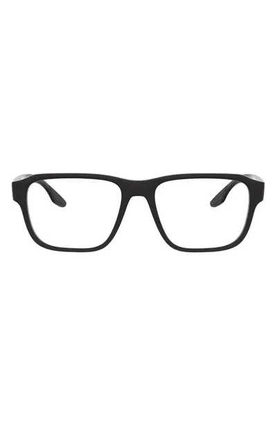 Prada 54mm Rectangular Optical Glasses In Rubber Black