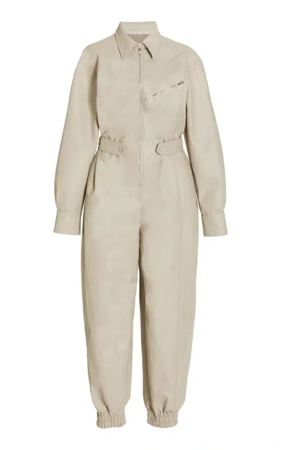 Stella Mccartney Women's Mira Vegan Leather Jumpsuit In Neutral