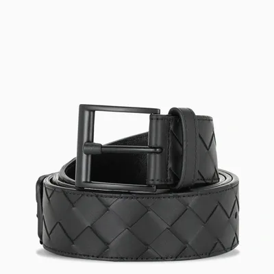 Bottega Veneta Intrecciato Weave Belt In Black