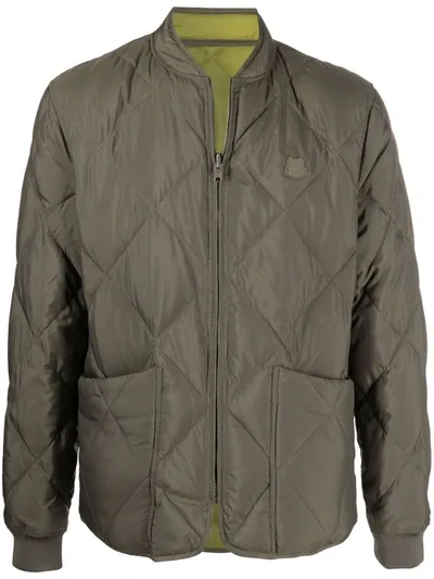 Kenzo Reversible Khaki Down Lightweight Jacket In Brown