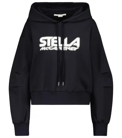 Stella Mccartney Scuba Printed Tech-jersey Hoodie In Navy