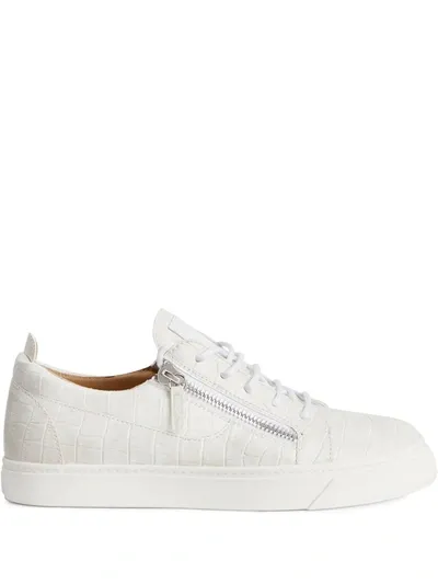 Giuseppe Zanotti Frankie Crocodile-effect Sneakers In White