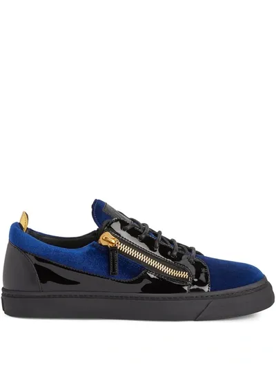 Giuseppe Zanotti Frankie Velvet-panel Sneakers In Black