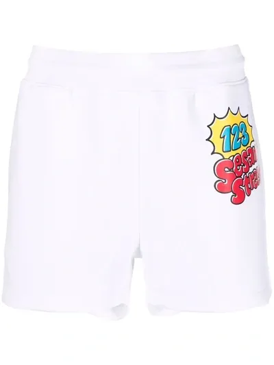 Moschino Sesame Street Track Shorts In White