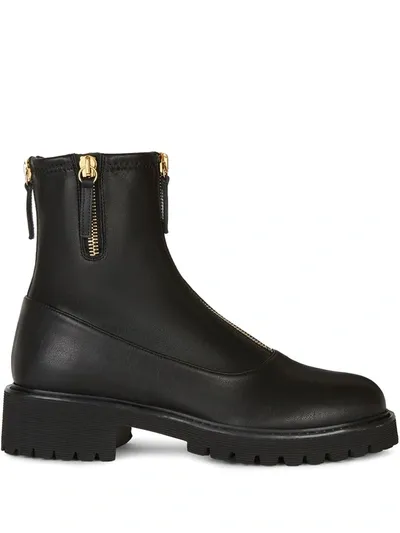 Giuseppe Zanotti Gz Alexa Combat Boots In Black Leather In Nero