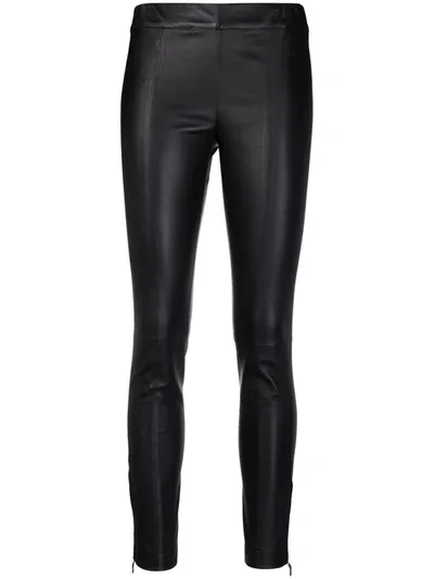 Ferragamo Cropped Leather Leggings In Black