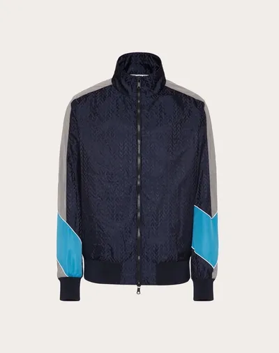 Valentino Navy Logo Panelled Shell Track Jacket In Navy Blue