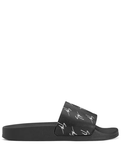 Giuseppe Zanotti Brett Logo-print Slides In Black