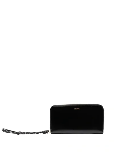 Jil Sander Tangle Leather Wallet In 黑色