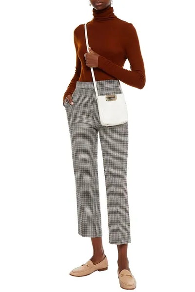 Vivetta Houndstooth Woven Straight-leg Pants In White