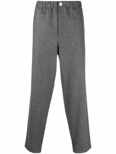 Jil Sander Drawstring Wool-blend Trousers In Grau