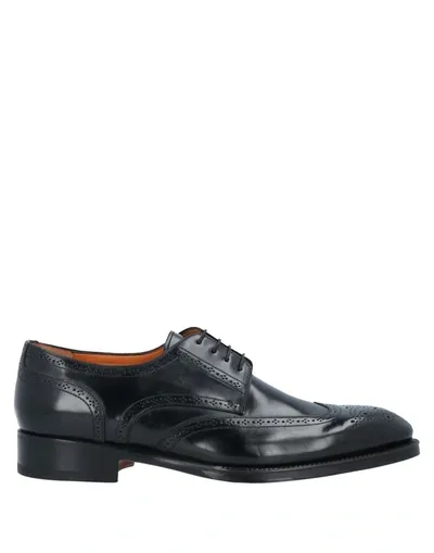 Santoni Leather Lace-up Brogues In Black