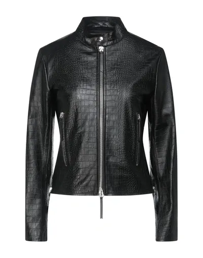 Giuseppe Zanotti Embossed Crocodile Effect Jacket In Black