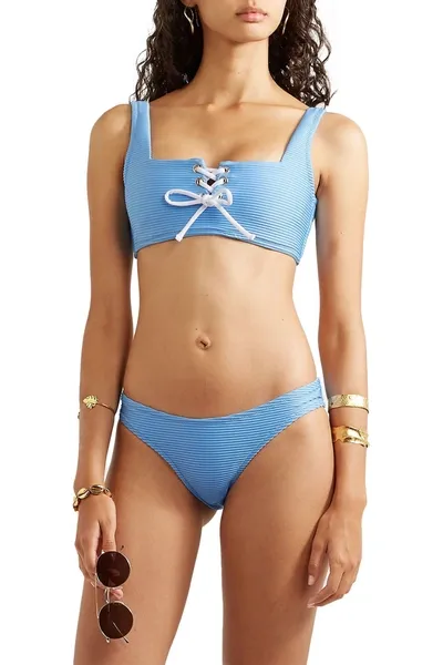 Heidi Klein Ribbed Bikini Briefs In Blue