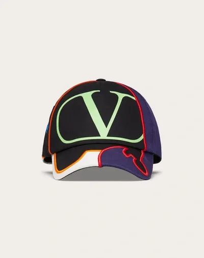 Valentino Garavani Vlogo Embroidered Baseball Cap In Black/multicolor