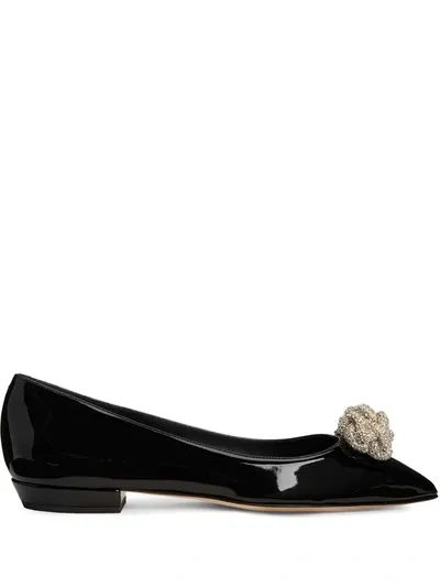 Giuseppe Zanotti Eglantine Crystal Ballerina Shoes In Black