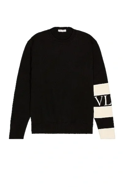 Valentino Stripe-detail Wool Jumper In Black