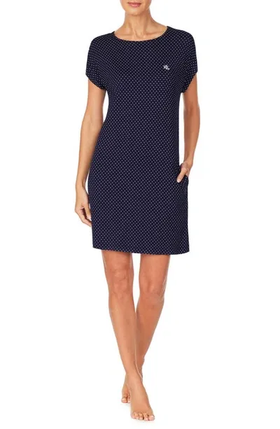 Lauren Ralph Lauren Dolman Sleeve Sleep Shirt In Navygrph