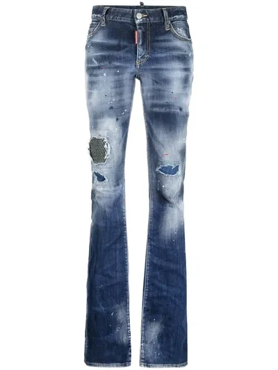 Dsquared2 Distressed-effect Bootcut Jeans In Blue