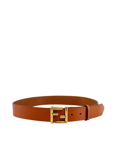 Fendi Ff Buckle Belt In Brown