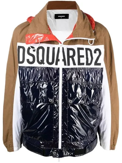 Dsquared2 Mens Multicoloured Logo-print Colour-block Windbreaker